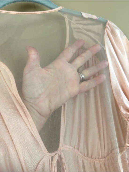 Vintage Maidenform Peach Satin Shell Applique Peignoir Robe Mermaidcore S 80s