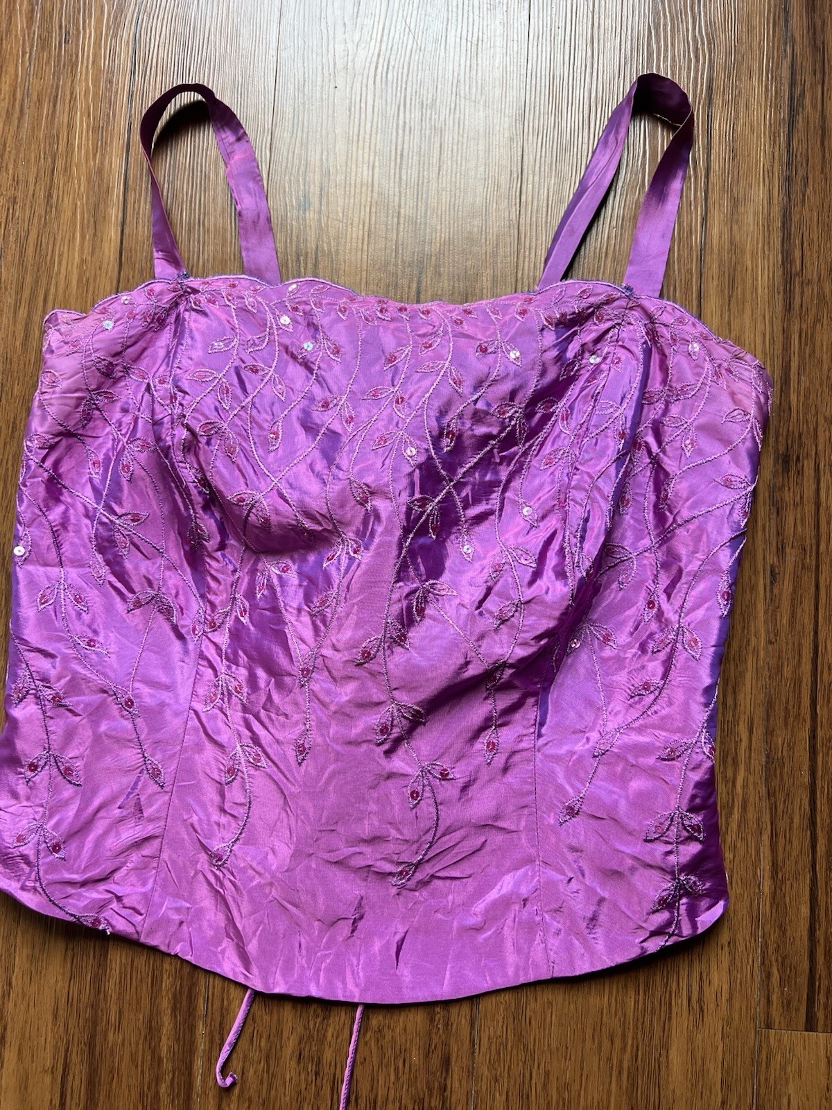 Vintage Dave & Johnny Corset Top Purple Iridescent Evening Embroidered Sequin 14