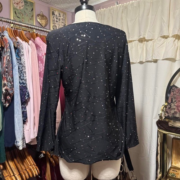 Vintage Y2K Black Glitter Party Top