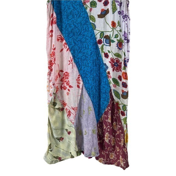 Sacred Threads Vintage Patchwork Rayon Dress Boho Cottagecore Small