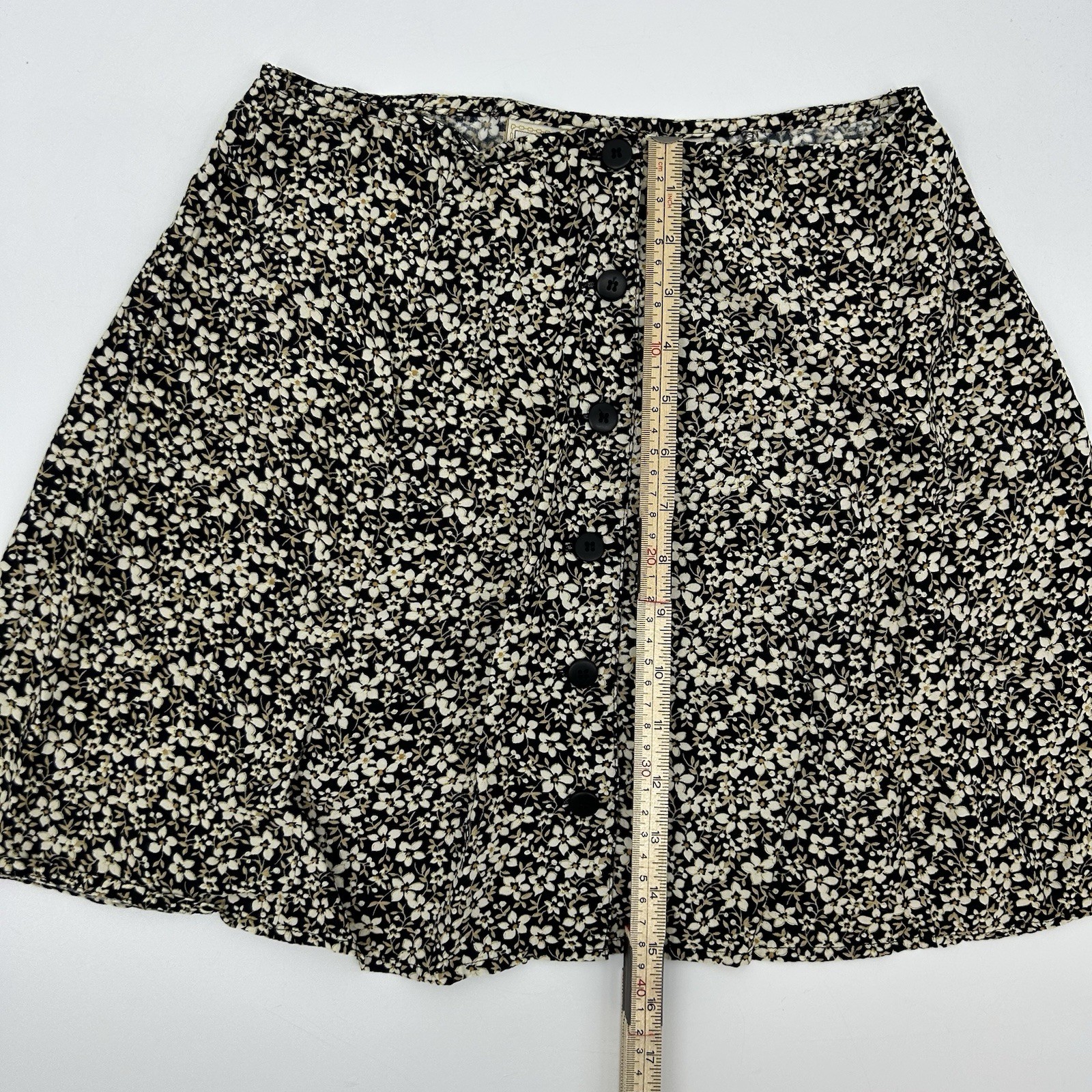 Vintage 90s Express 9/10 Mini Skater Skirt Button Up Floral Grunge