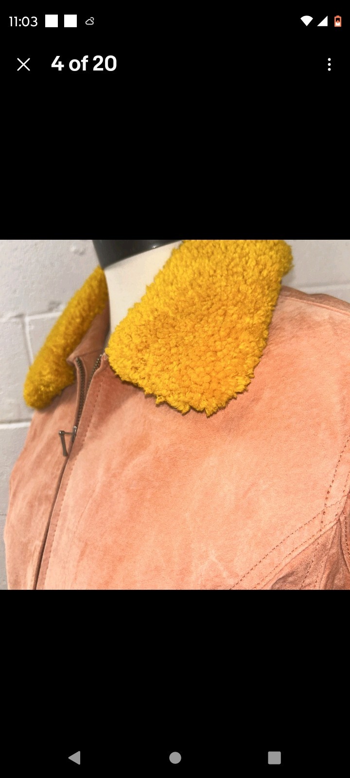 Vintage Woman’s Suede Jacket Pink Orange Faux Sherpa Collar Sz M Retro B2 Style