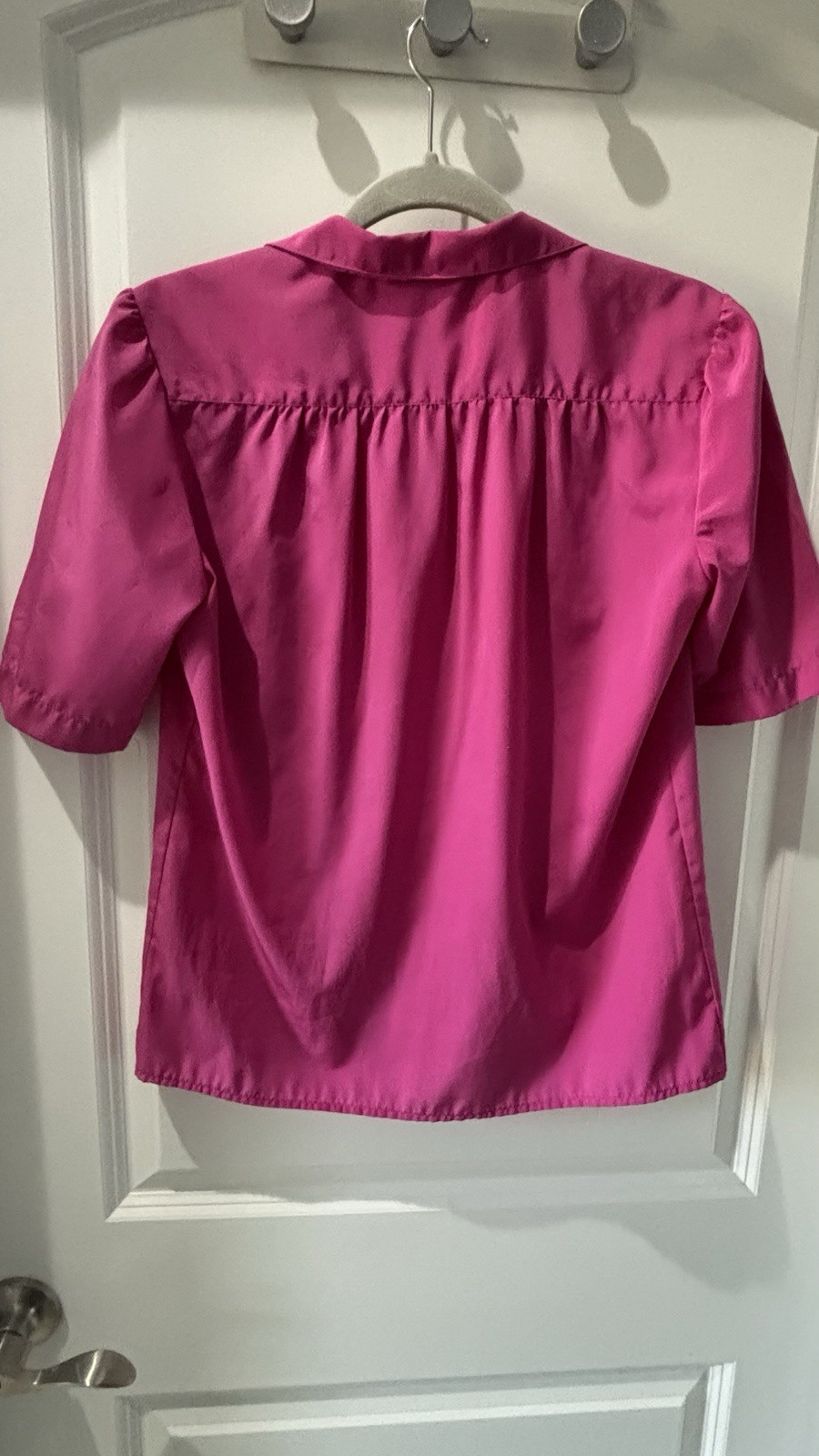 Vtg 80s Neiman Marcus Fuchsia Pink Camp Shirt Blouse Mod Boho Size 7/8 HK Made