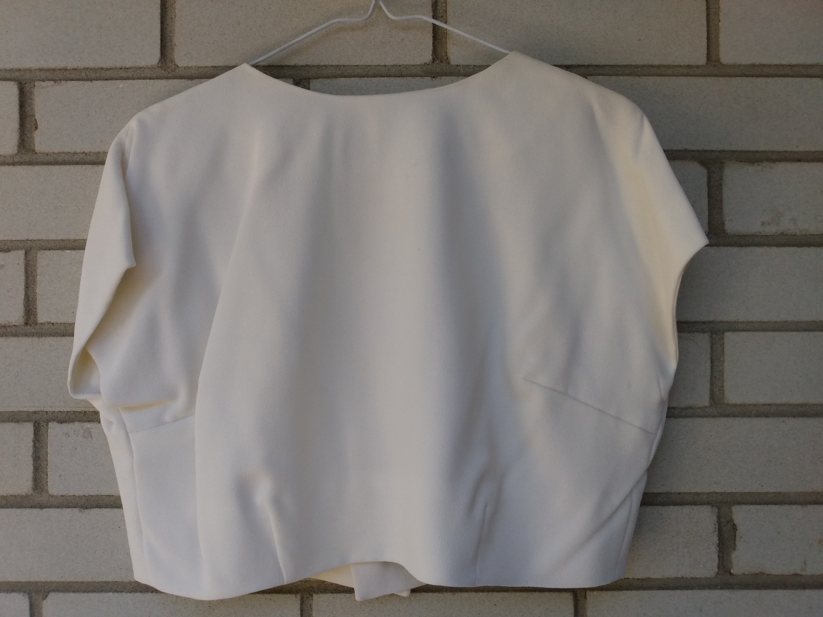 Vintage 60s Ivory Bolero Dress Jacket 42″B Rockabilly Formal Crepe Chiffon