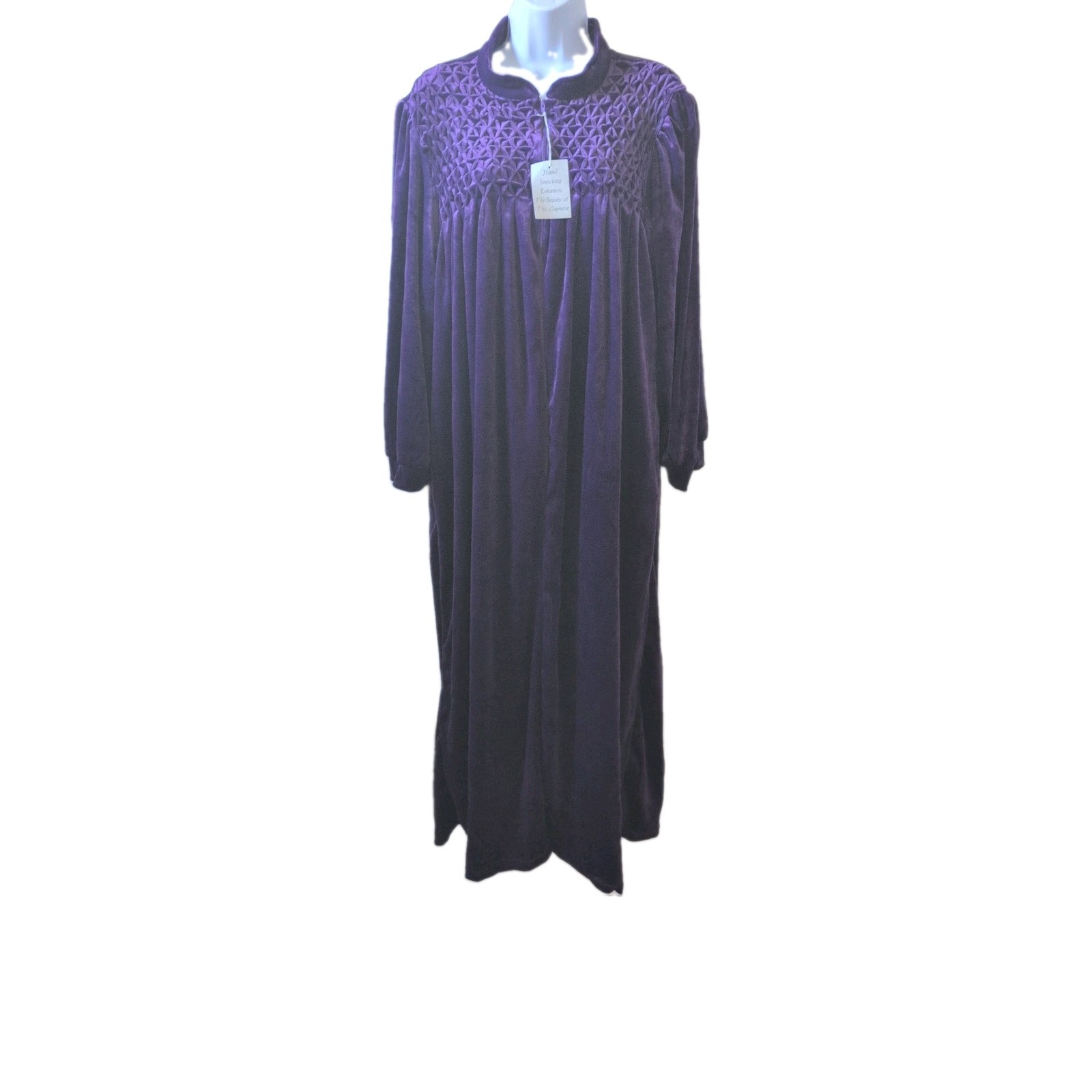 Vintage Women’s Saybury Pintuck Velvet Robe Purple Night Gown Lounger – 3X – New