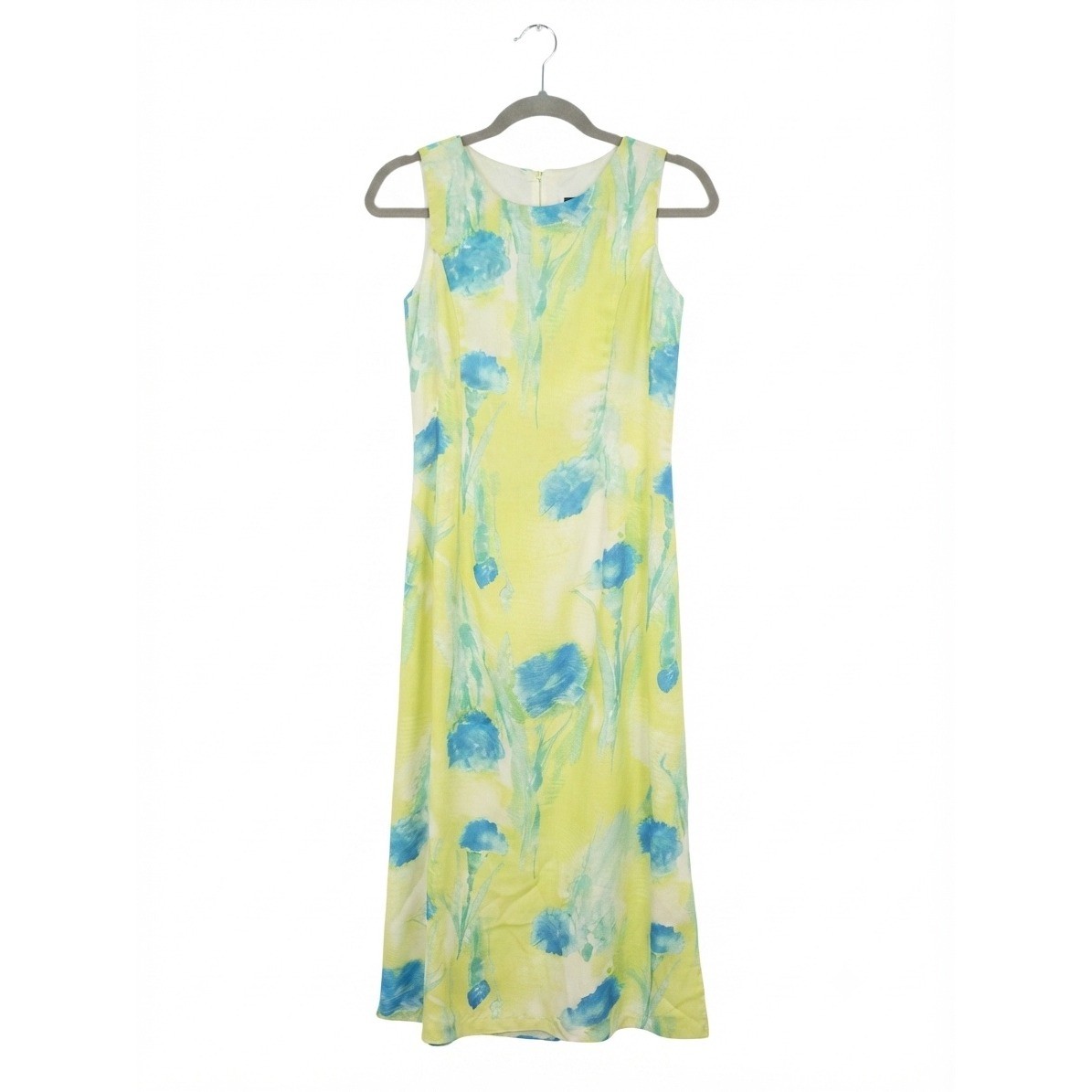JR Nites Petites 90s Vintage Yellow Pastel Watercolor Floral Fairy Maxi Dress 8P