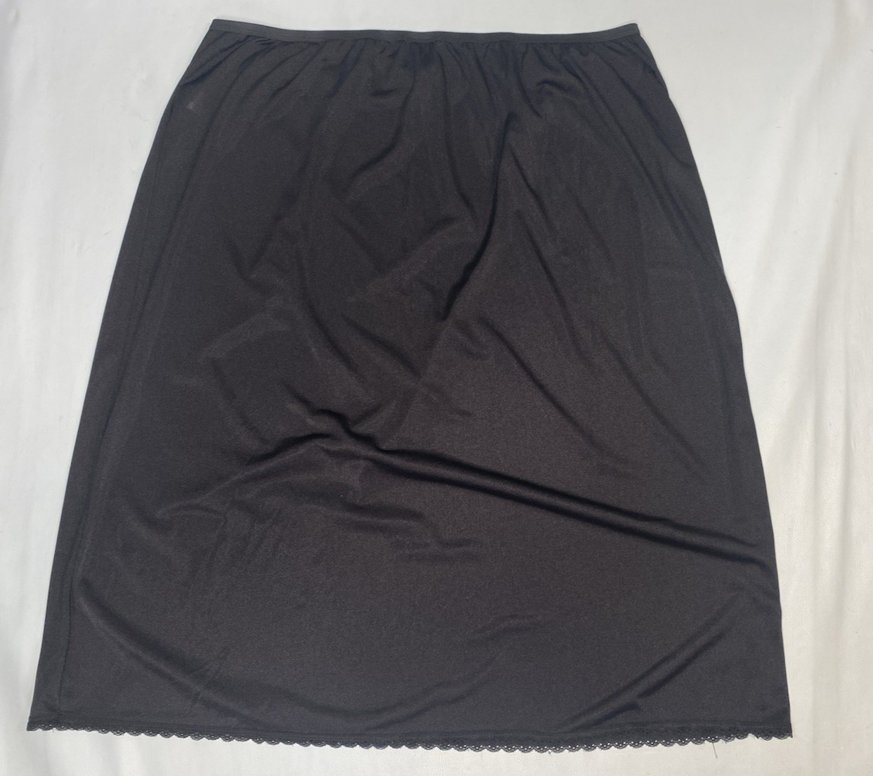 Half Slip 26/28 2X PLUS WOMENS black nylon long length modest 32″ COMFORT CHOICE