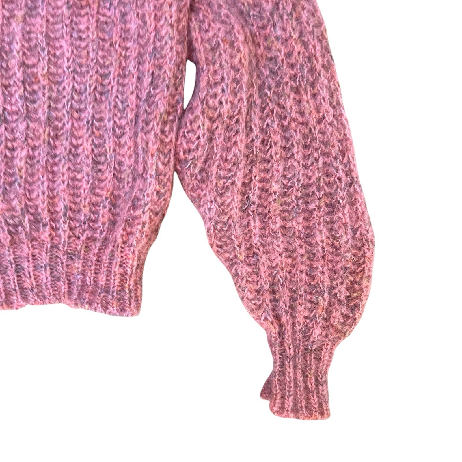 Vintage 1980s Armente Pink Mohair Wool Knit Collard Sweater