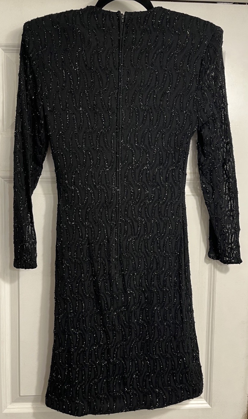 Vtg 80s 90s Niki Originals Dress 10 Medium Black Cocktail Party Sparkle