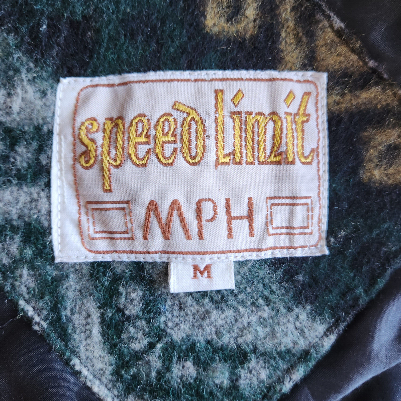 Vintage Speed Limit MPH Holiday Wool Blend Quilted Lined Vest Button Pocket Sz.M