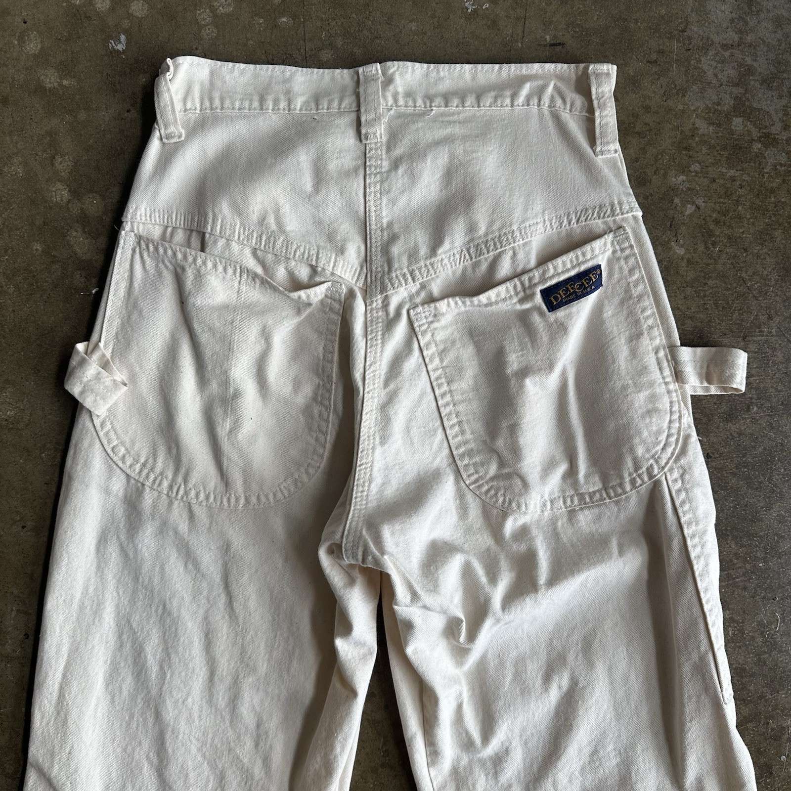 Vintage 80’s Dee Cee Cotton Canvas White Carpenter Pants | Size 26×36