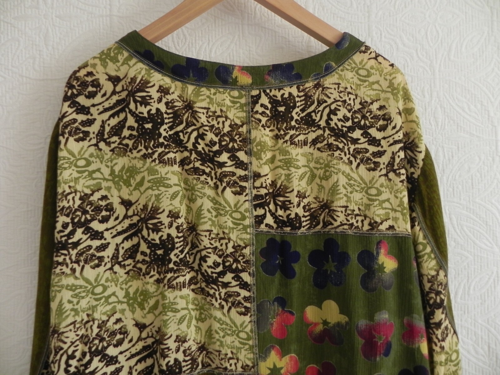 Midnight Velvet 3PC Long Sleeve Duster/Sleeveless Top/Midi Skirt Batik Size 1X