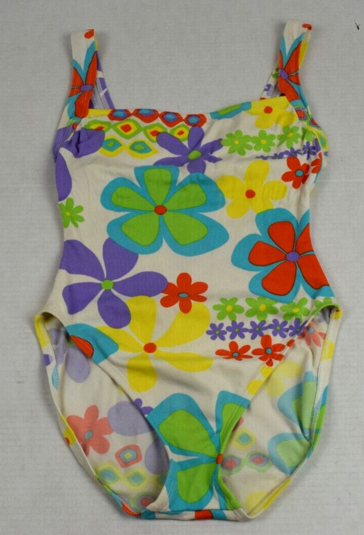 Vintage Swimsuit Flower Power Size S/M 70s Vibrant Colors Full Coverage awesome