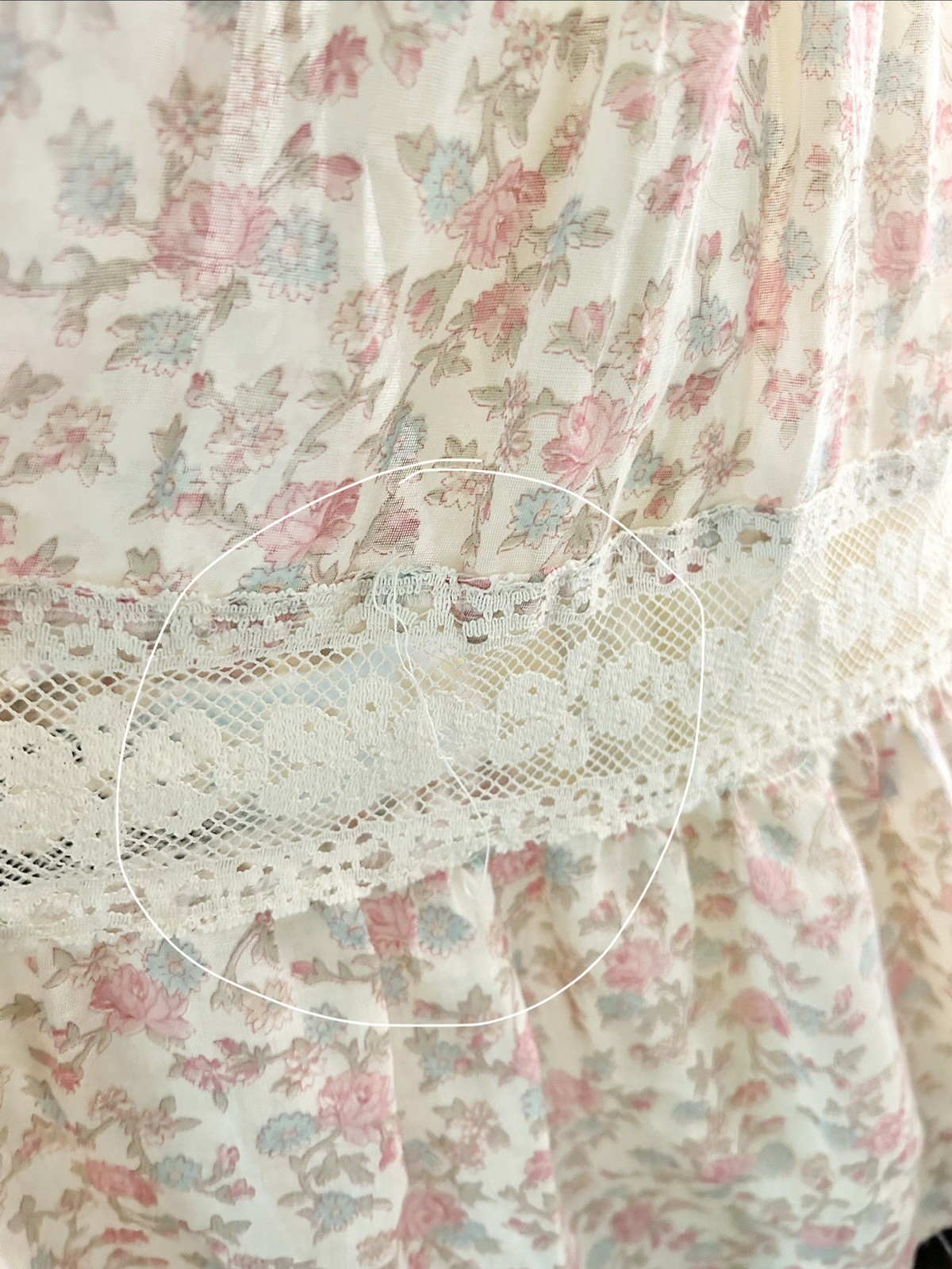 1970s Roberta of California prairie Ruffle Floral Lace dress
