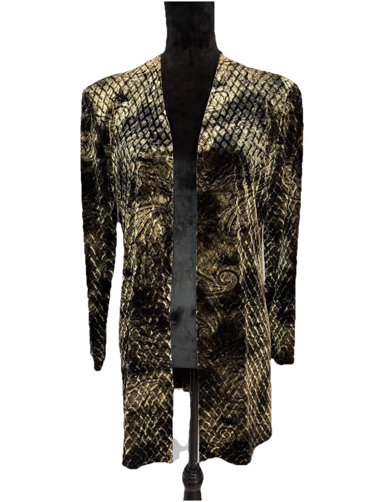 Artex Collection VTG Y2K Velvet Duster Jacket Cardigan Multicolored Paisley M