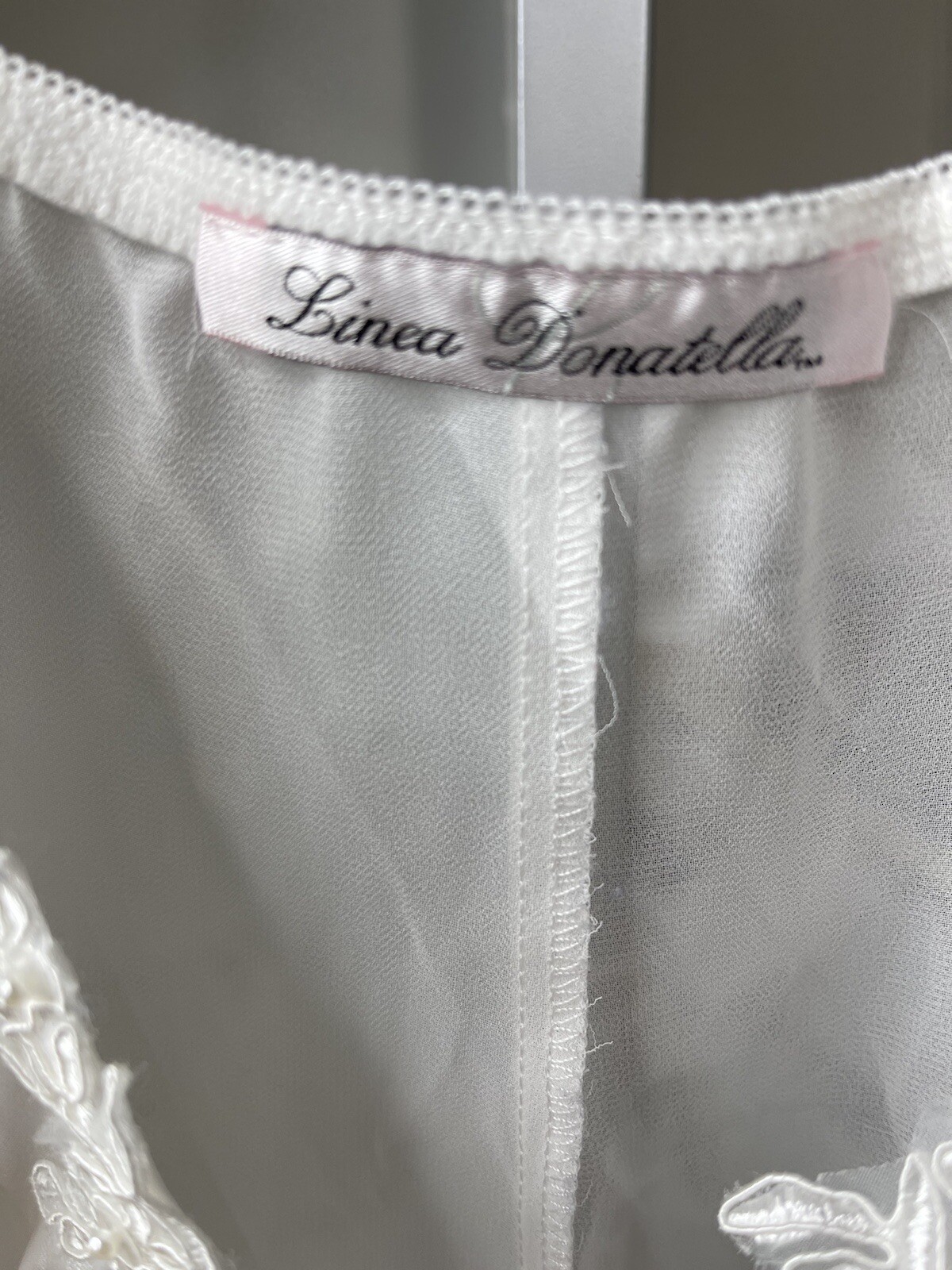 Vintage Women’s L Linea Donatella White bridal beaded chemise nightgown
