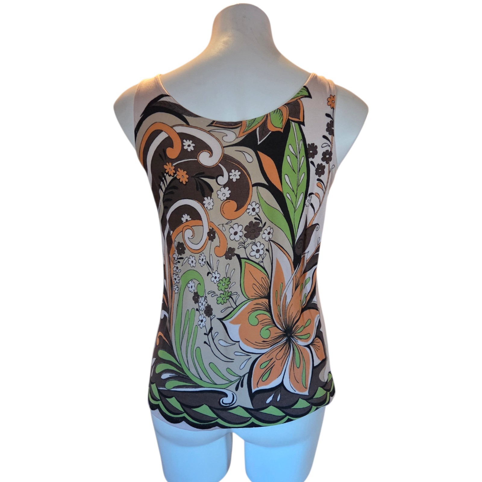 70s Vintage Tank Top Shirt Sz Small / Medium Groovy Funky Psychedelic Mod Go-Go