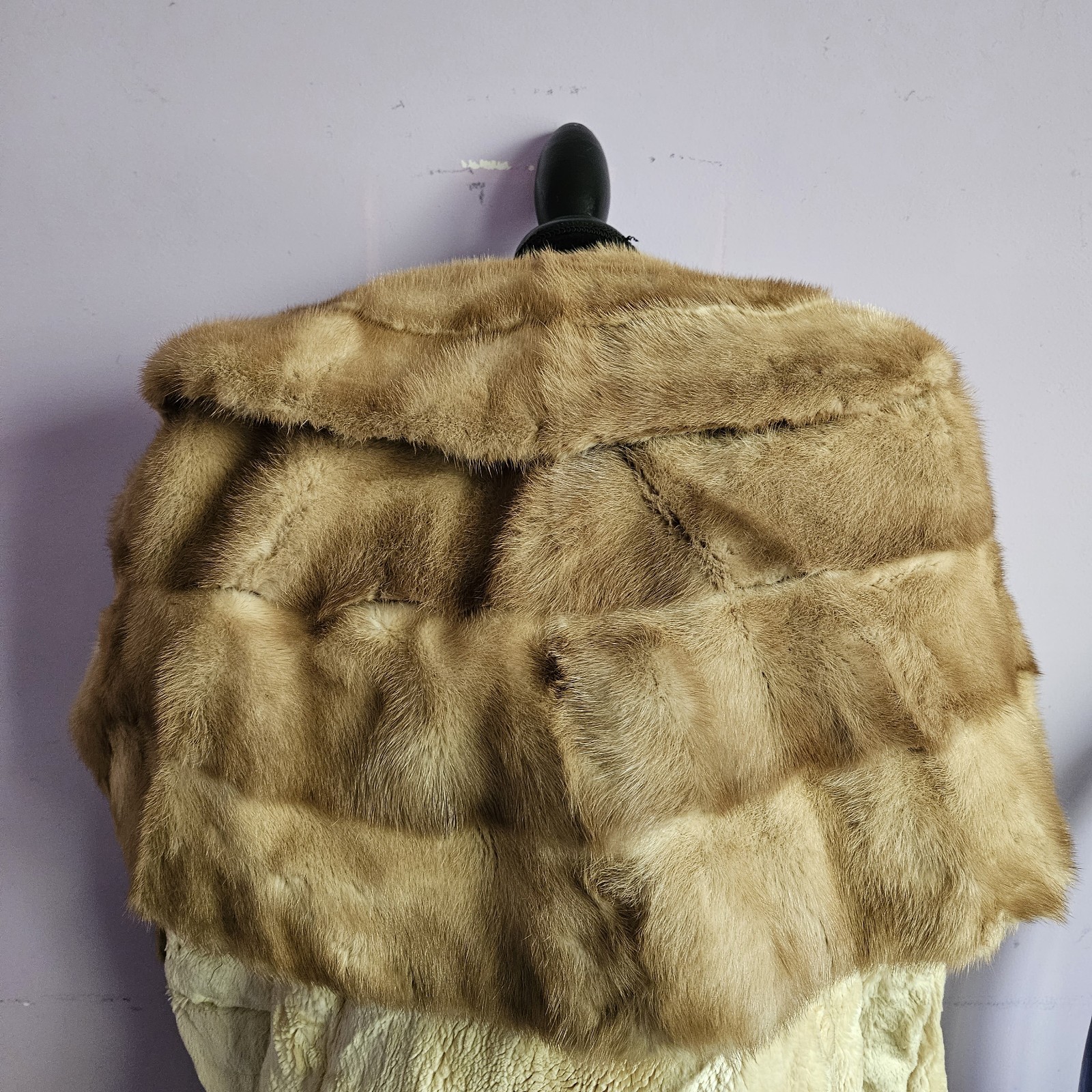 Vintage 1950s Schiaparelli Paris Blonde Rabbit Fur Coat Designer + Stole