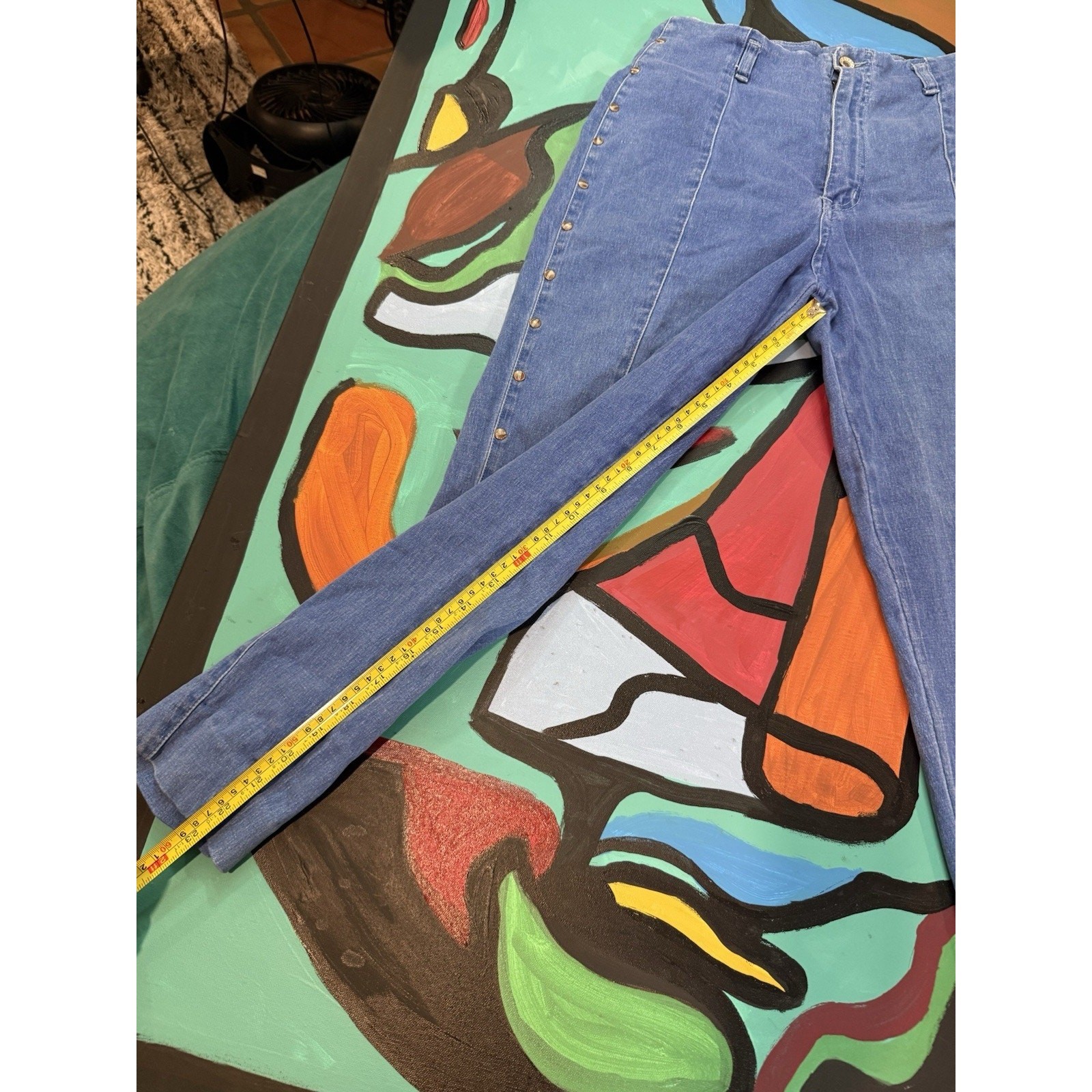 Vintage Helen High Rise Cropped Petal Pushers Denim Studs Retro Pin-Up Fits 6