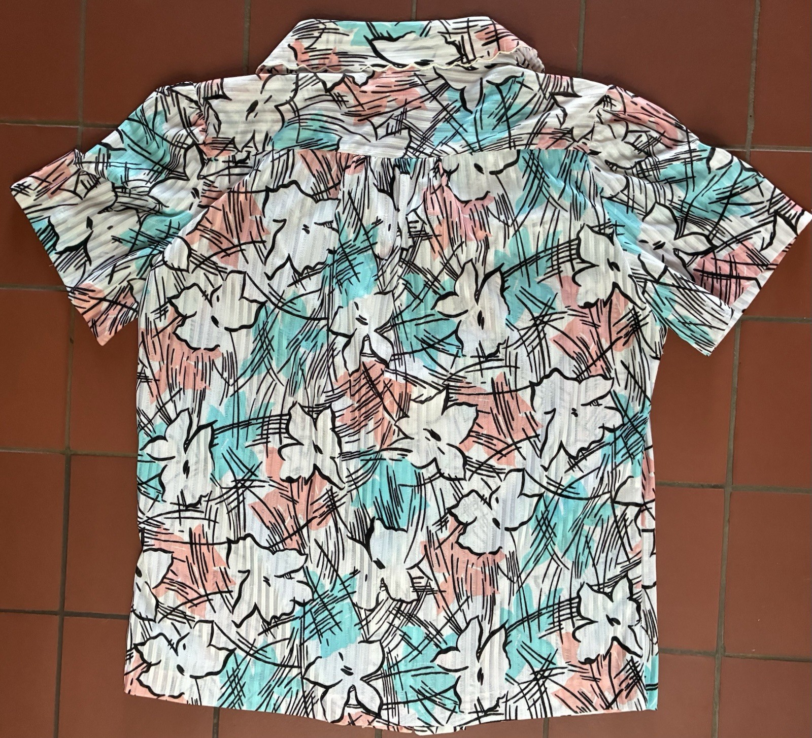 Vintage 80s Graff California Wear Abstract Floral Blouse Grandma Core M USA Made