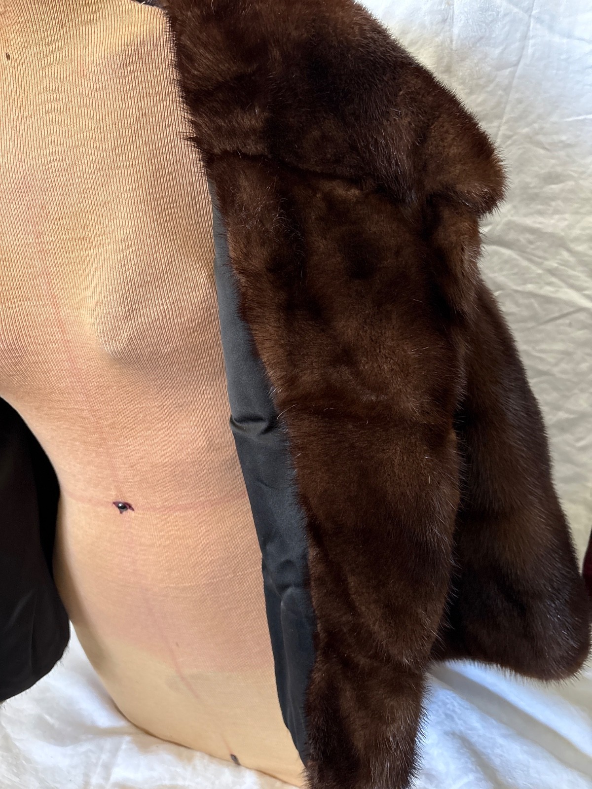 VINTAGE Brown Mink 50’s SHRUG JACKET LADIES SMALL-Shawl Collar-Bracelet Sleeves