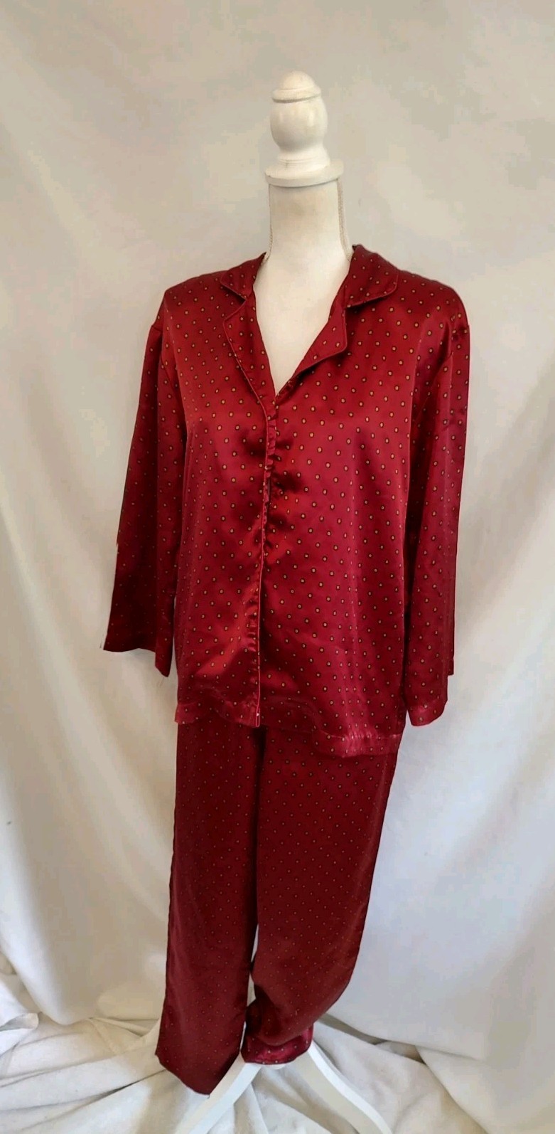 90’s Vintage Pajamas PJ’s Lounge Wear Body Drama Retro Red Satin Sexy Sz S