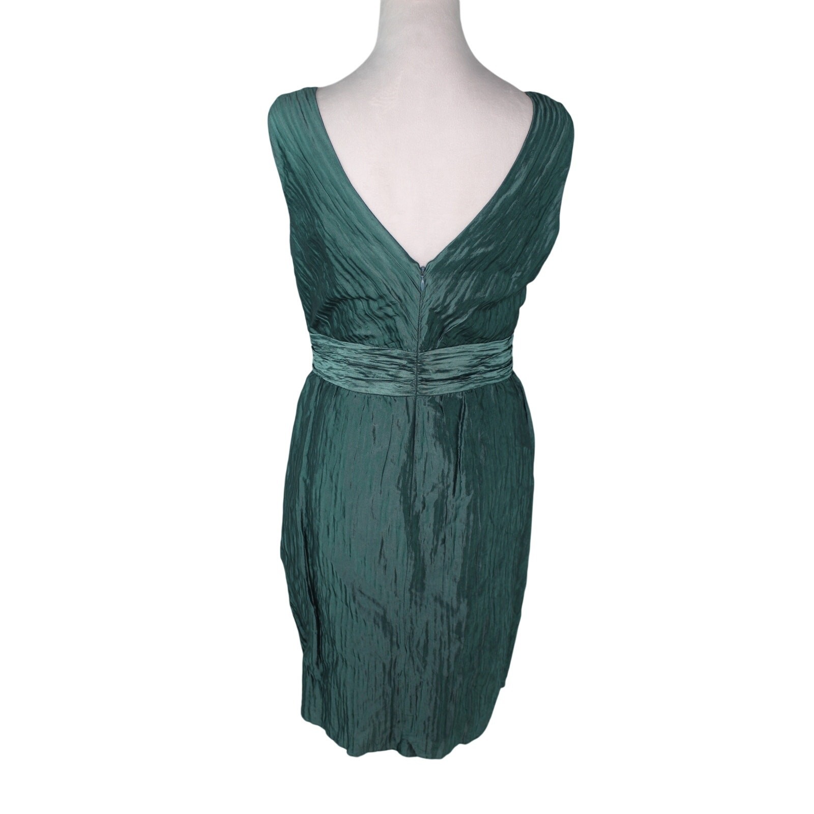VTG Kay Unger Silk Blend Teal Iridescent Taffeta Cocktail Dress Empire Waist 8