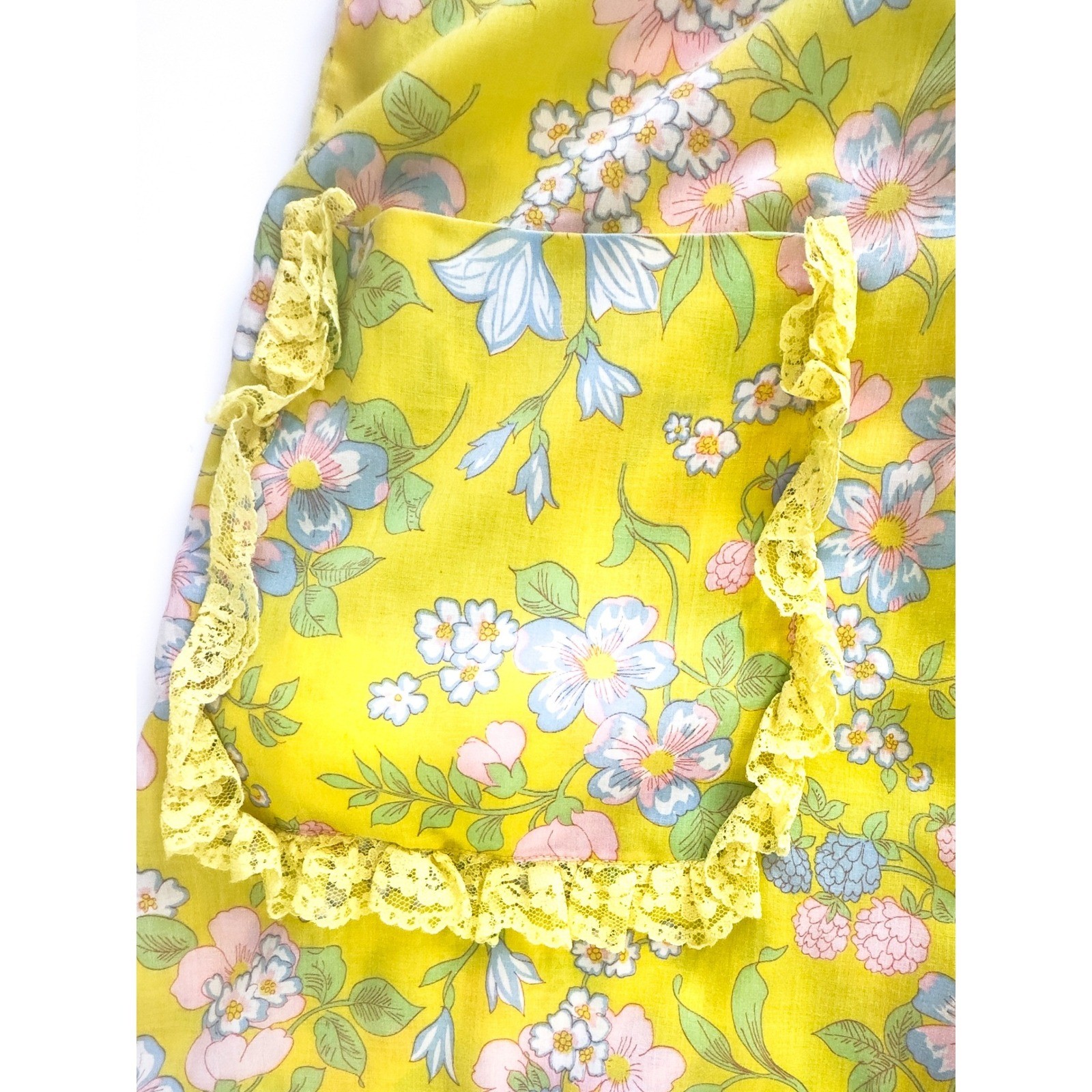 Vintage 60s/70s Rhapsody House Dress Yellow Floral Cotton Blend M/L