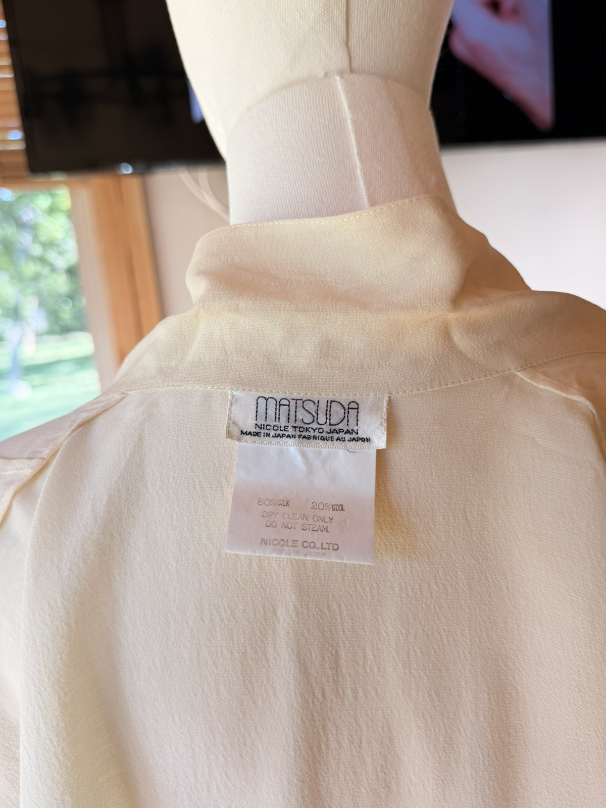 Vintage MATSUDA Archive Nicole Japan Silk & Wool Ivory Couture Blouse Size M