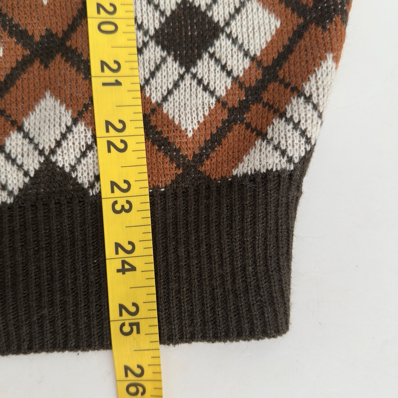 Vintage Essley leisurewear Argyle Crewneck Pullover Sweater Medium Brown