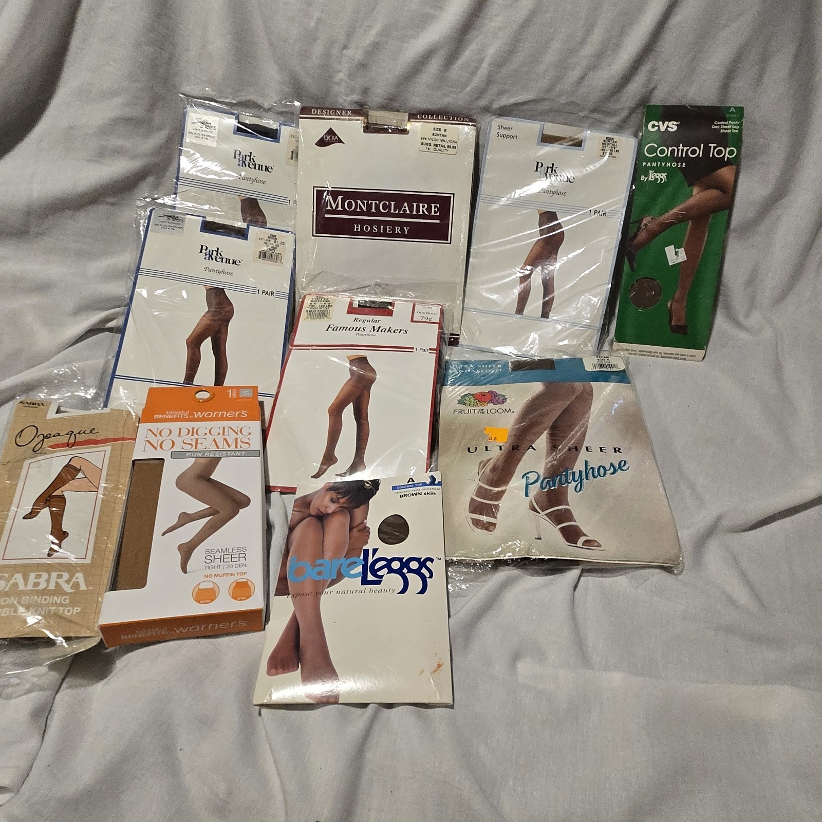Vtg Pantyhose Lot 9 Pairs NOS Deadstock Size B Medium Tall 90s Y2K