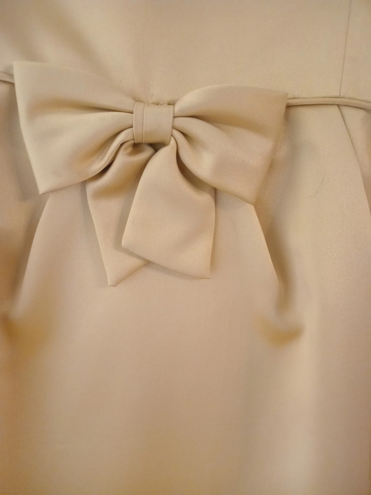 Fancy Vintage Champion Gold 80s Dress Cottagecore Bow Shoulder Padding
