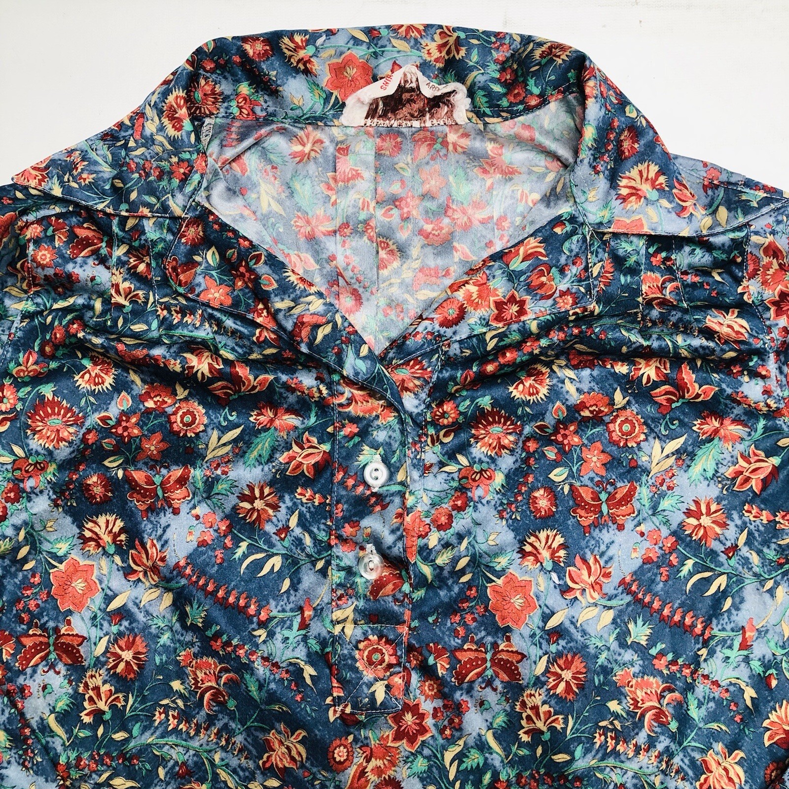 VTG 70s Organically Grown by Apreja XXS / P Ladies Shirt Blouse Floral Butterfly