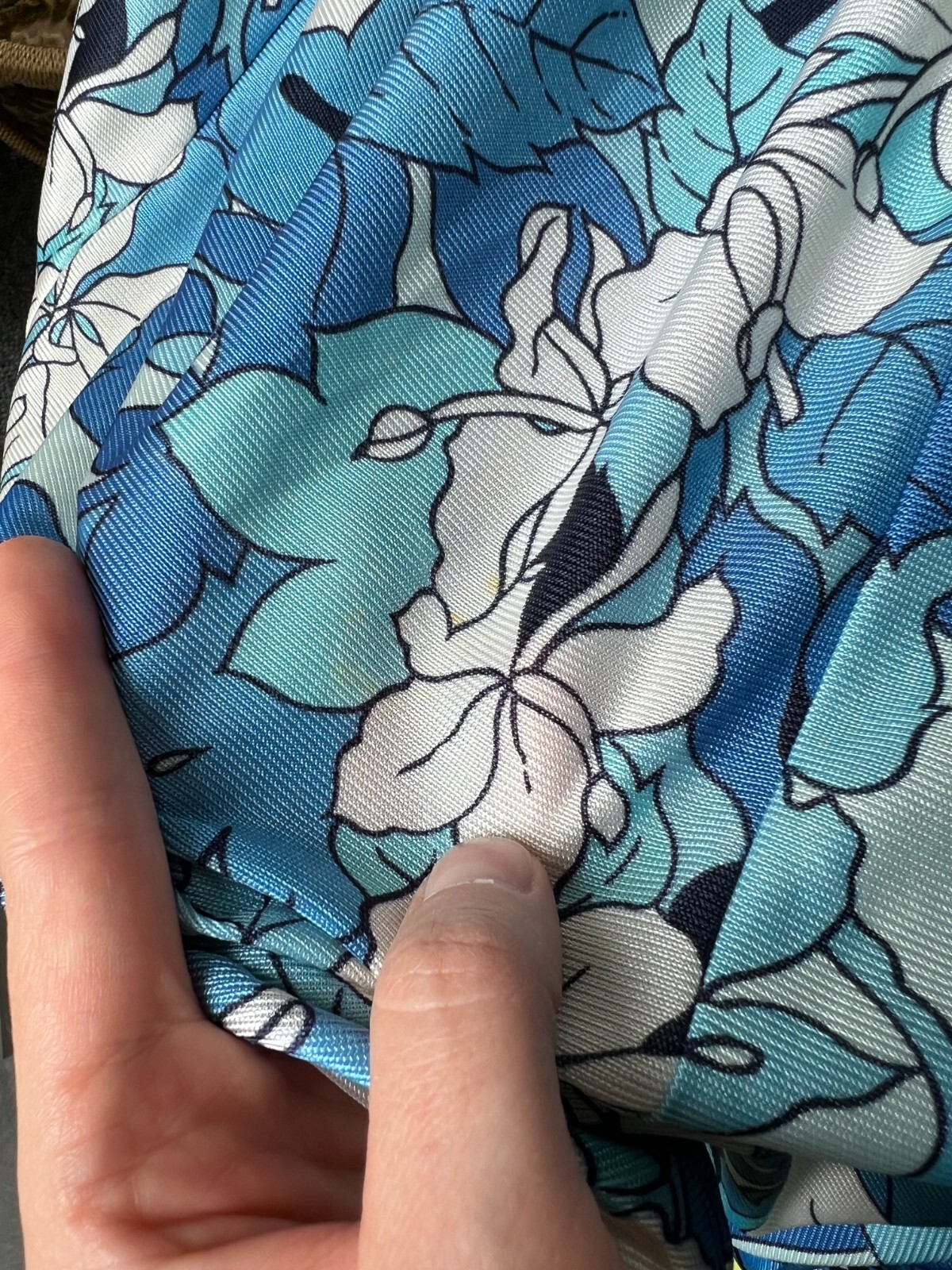 1960s 1970s Vintage Hookano Hawaii Blue Floral Dress with Watteau Back – Sm Md