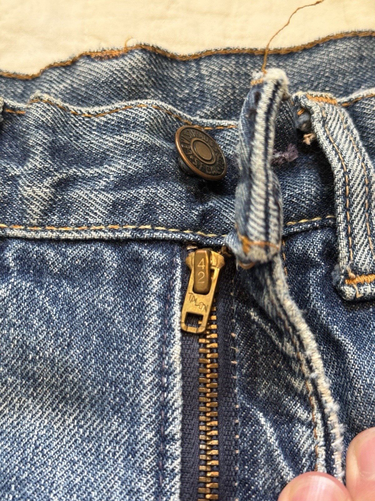Vintage 1960s 1970s Levi’s Big E Orange Tab Cut Off Shorts Thrashed Size 28
