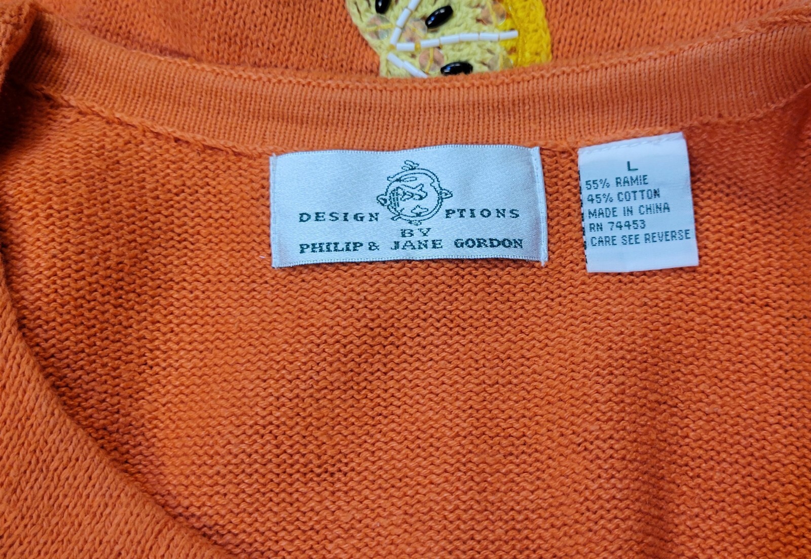 Vtg Design Options By Philip & Jane Gordon Orange Lemon & Lime Cardigan Sweater