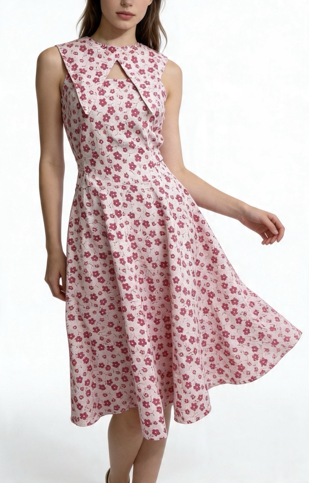 Jmang’s 70s/80s Vintage Retro 1950s Style Pinup Floral Dress Pink Color Size L
