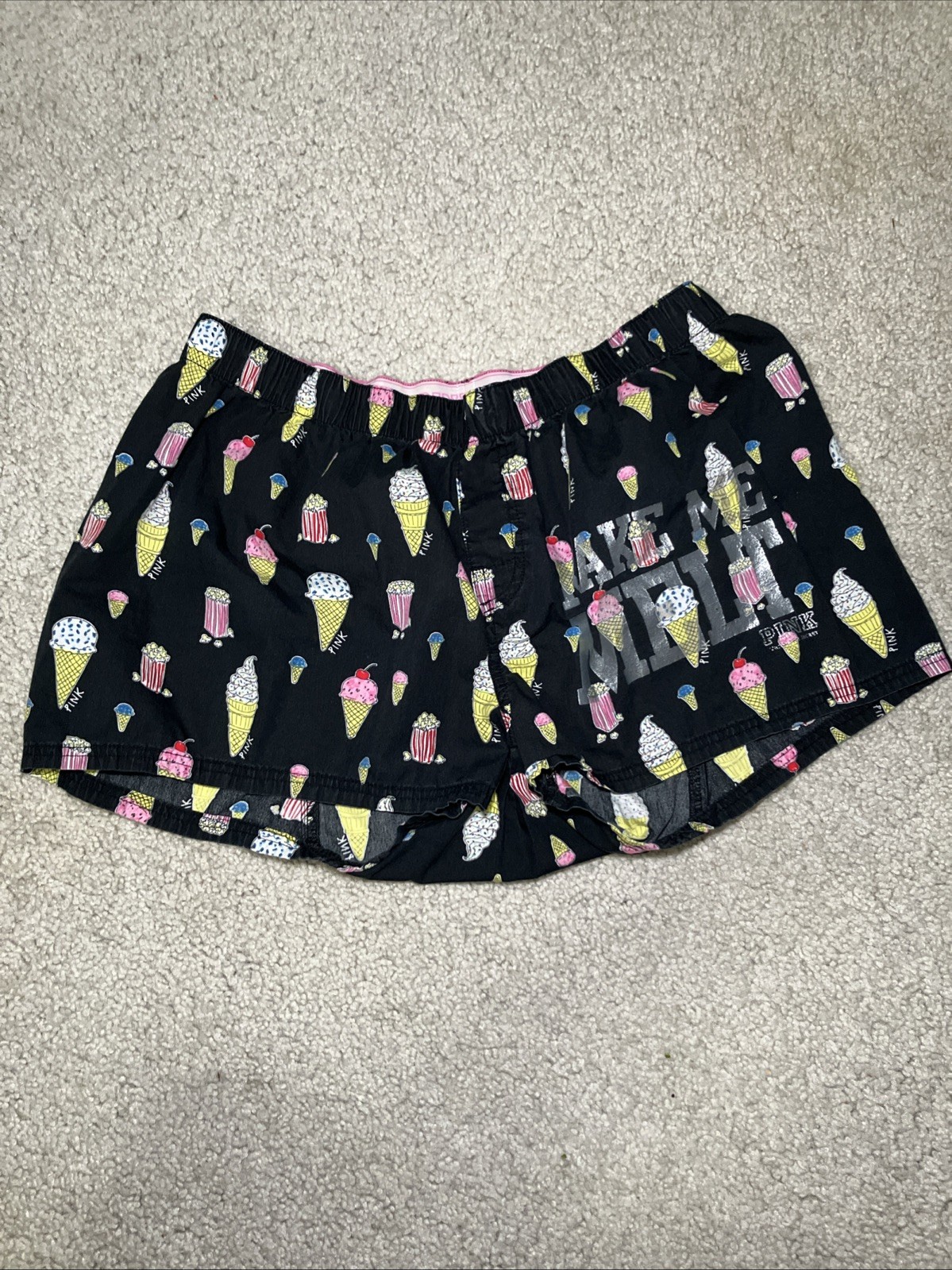 Y2K Victoria’s Secret PINK „MAKE ME MELT” Boxer Sleep Shorts Small VTG