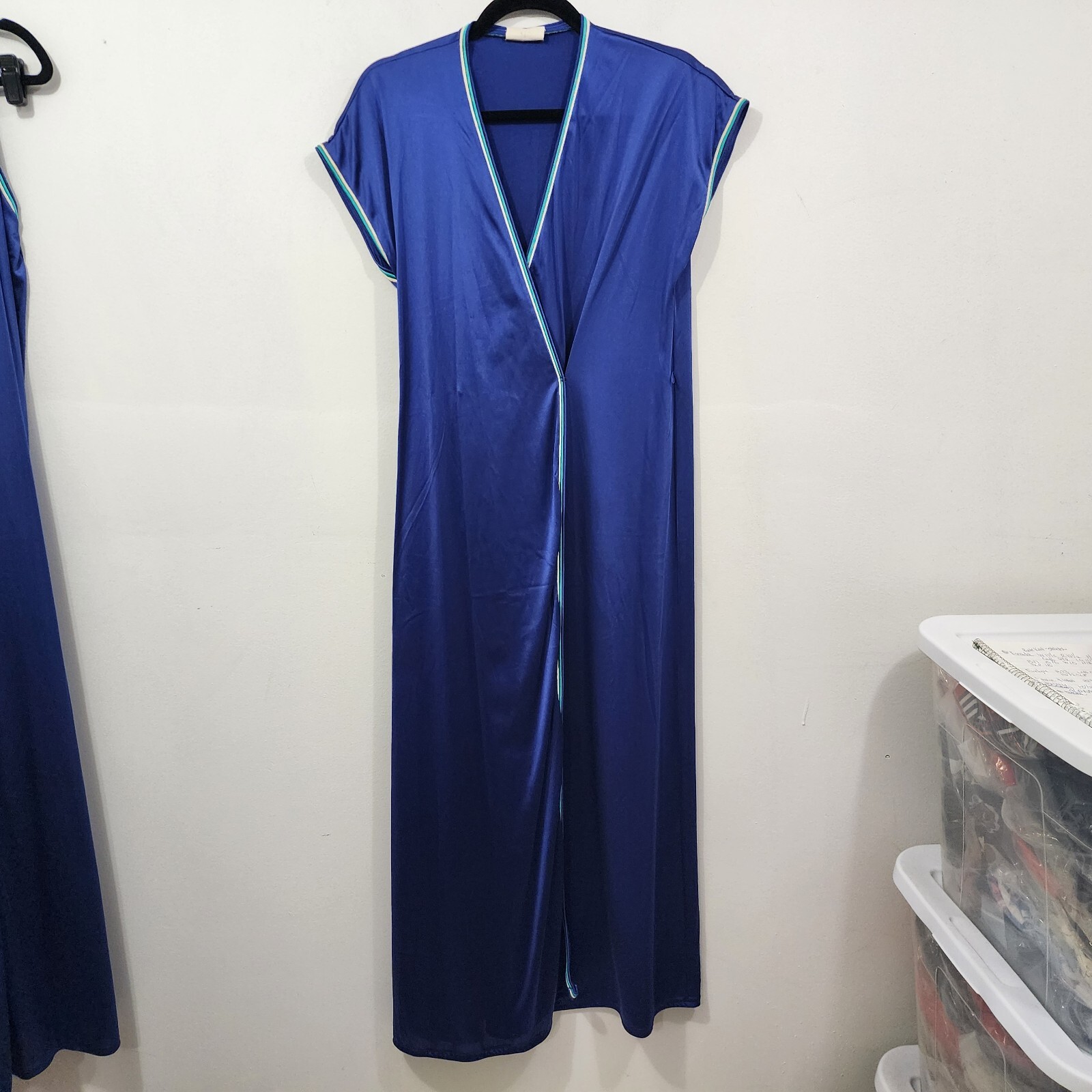 Women’s Vintage 70s XS/S Misses JC Penney Nylon Royal Blue Teal White Piping Cap