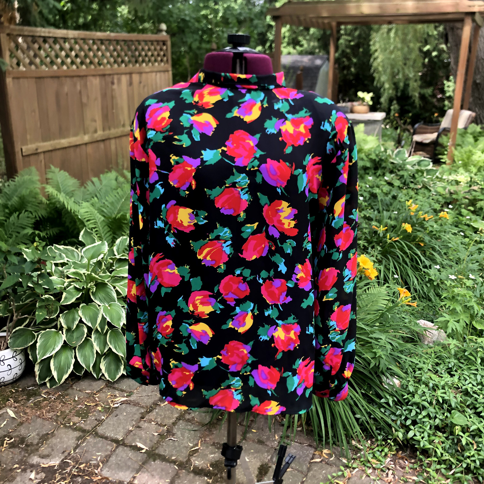Toffs Artistic Floral Button Up Shoulder Pads 1980’s Vintage Made In USA