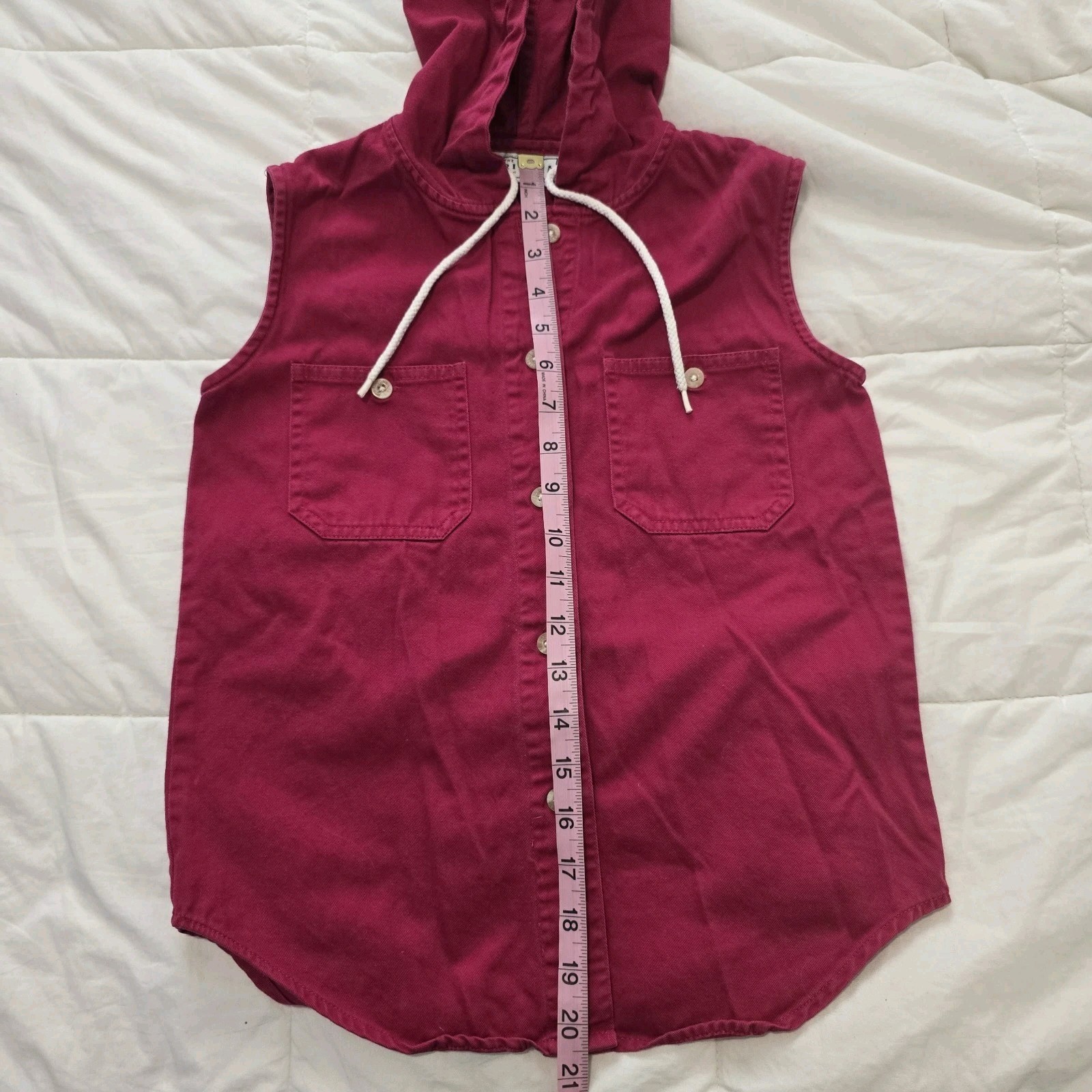 VTG Arizona Jean Co Red Vest Sleeveless Hoodie Y2K 90s 00s Sz S