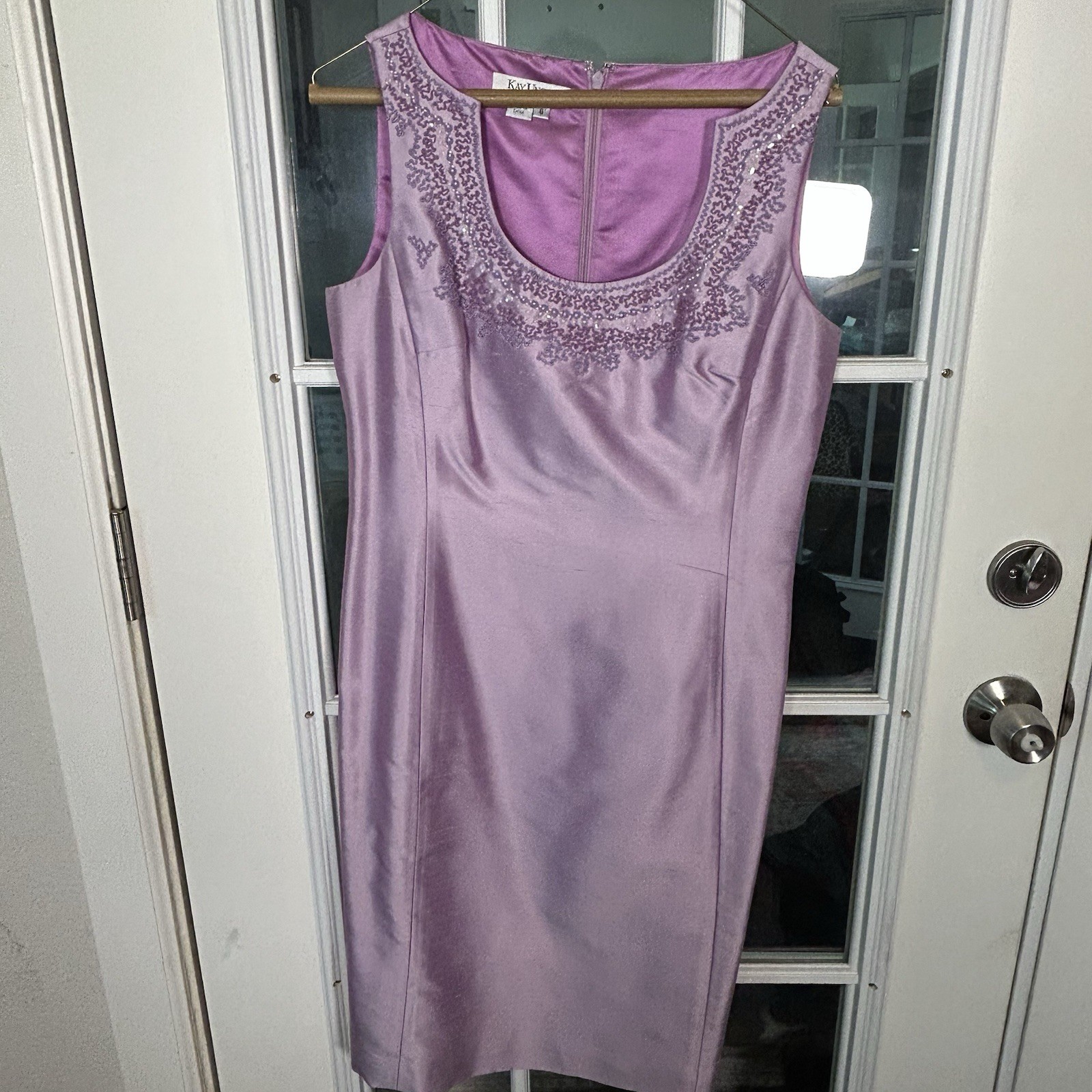 Lillie Rubin X Kay Unger Vintage 1990s 100% Silk Lavender Beaded Dress Jacket 6