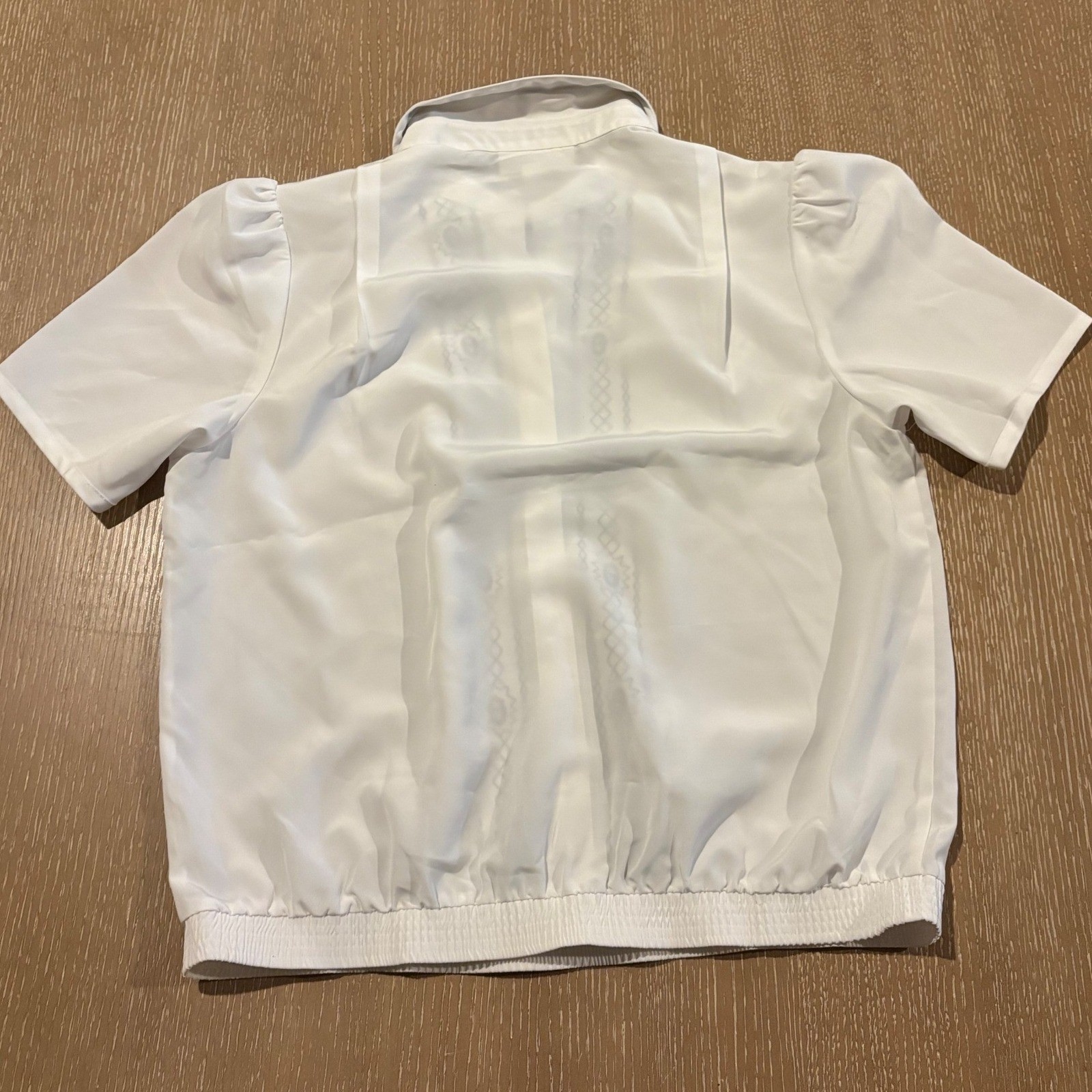 Yves St Clair White Embroidered Blouse Women’s 16 Short Sleeve Retro Top EUC