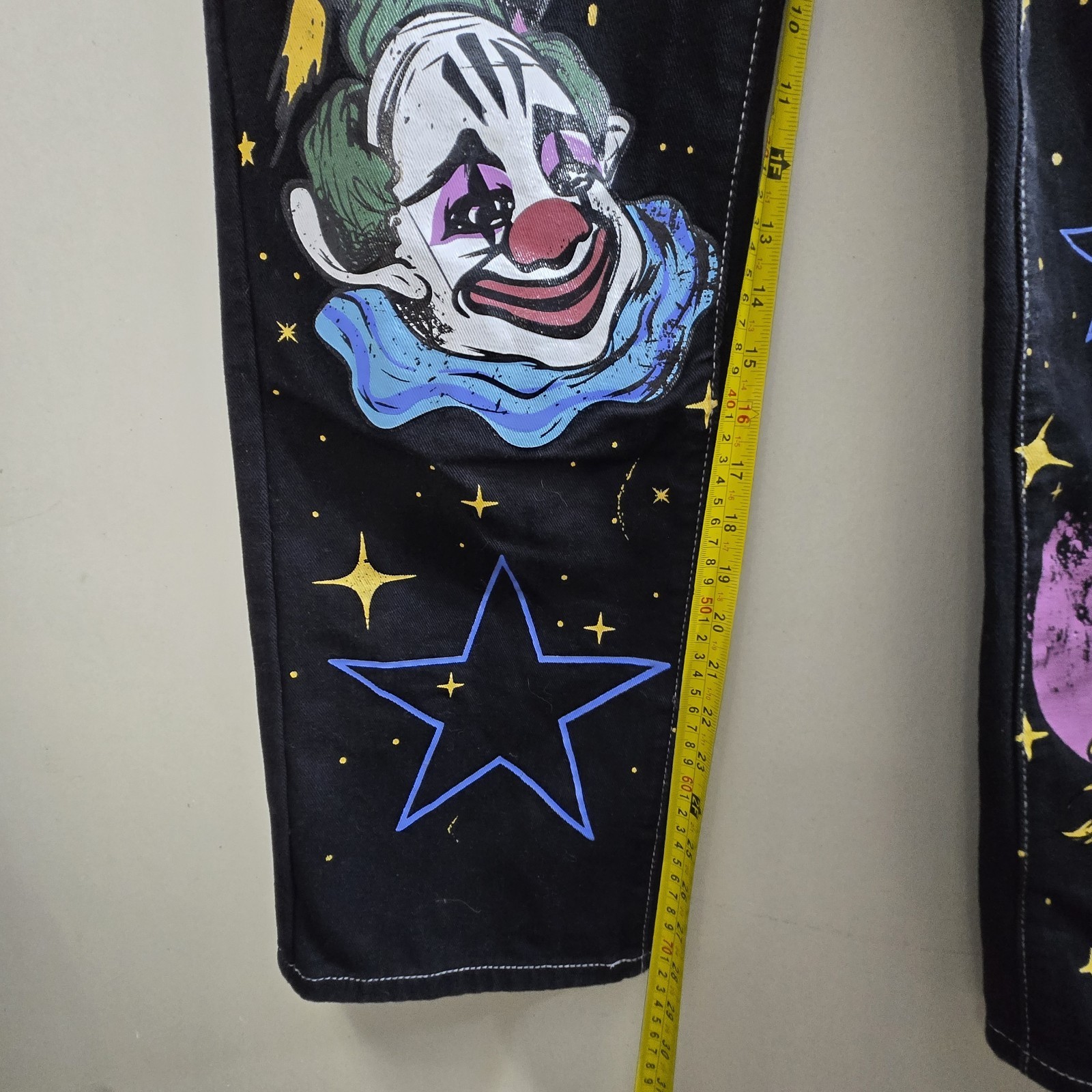 Grunge Punk Cartoon & Slogan Jeans Size XS Graphic Black Straight Leg Streetwear