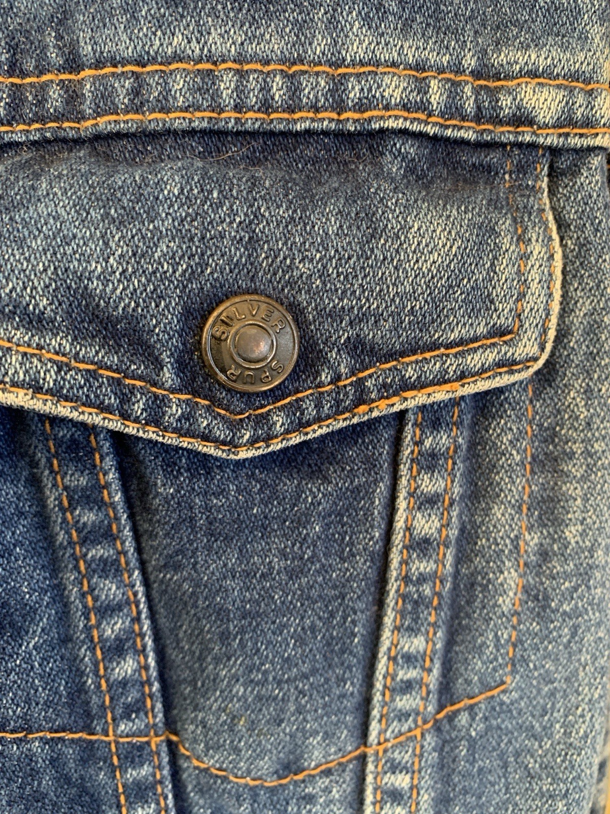 Vintage 1970s Silver Spur Western Wear Faux Sherpa Lined Denim Jacket – M