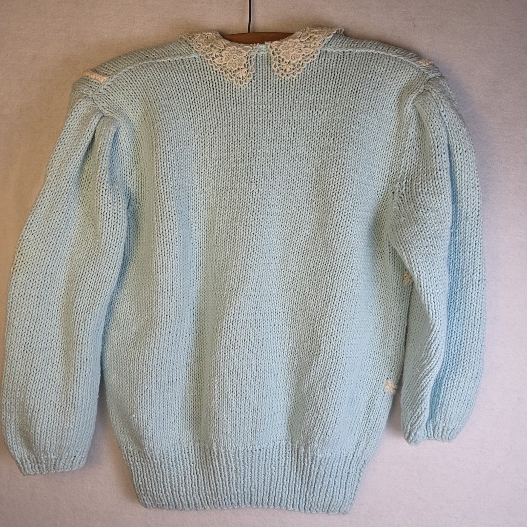 Vtg Marisa Christina Hand Knit Floral Cottagecore Grannycore Lace Collar Sz S