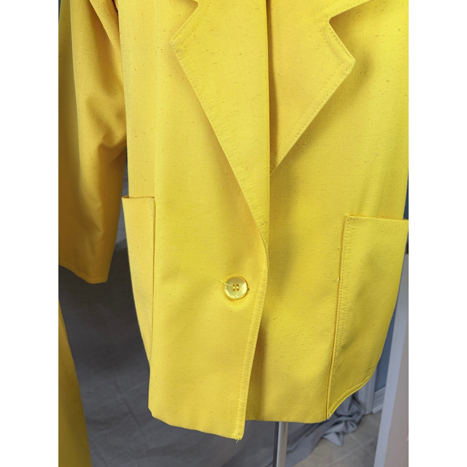 Vintage 80s Edith Flagg Three Flaggs Yellow Skirt Suit Skinner Couture Fabric 10