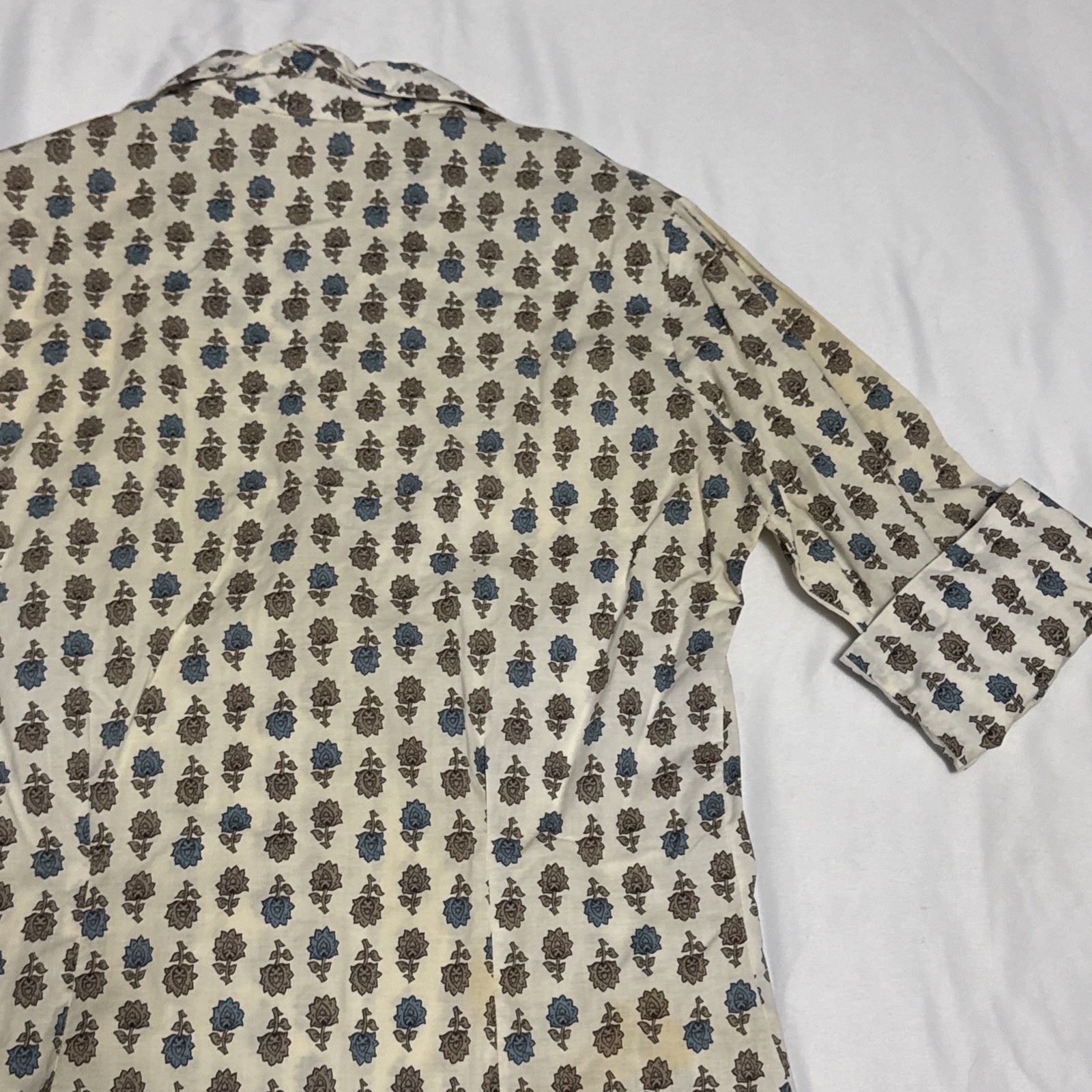 1960’s-1970’s Ship N Shore Button Up Blouse Shirt Rose Floral Pattern VTG READ