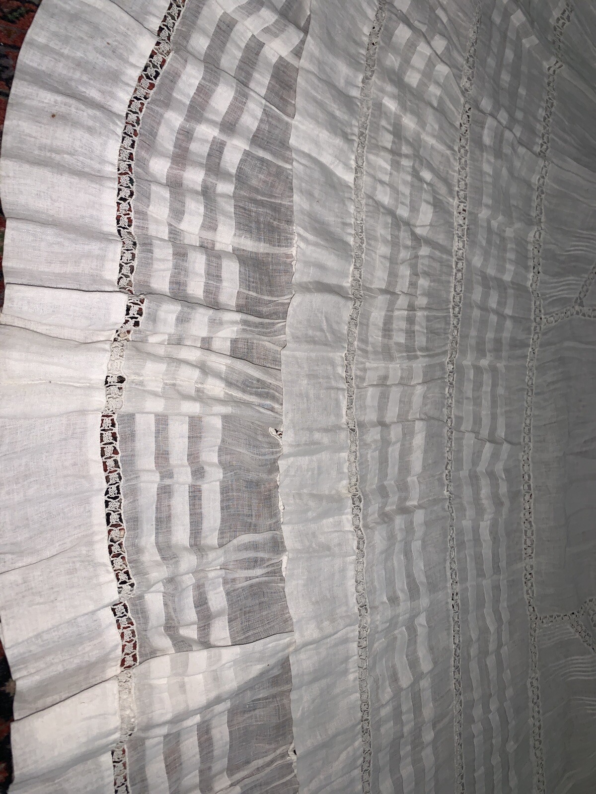 Rare 19th-Beginning of 20th Century Hand Made Lace & Embroidered Batiste Skirt