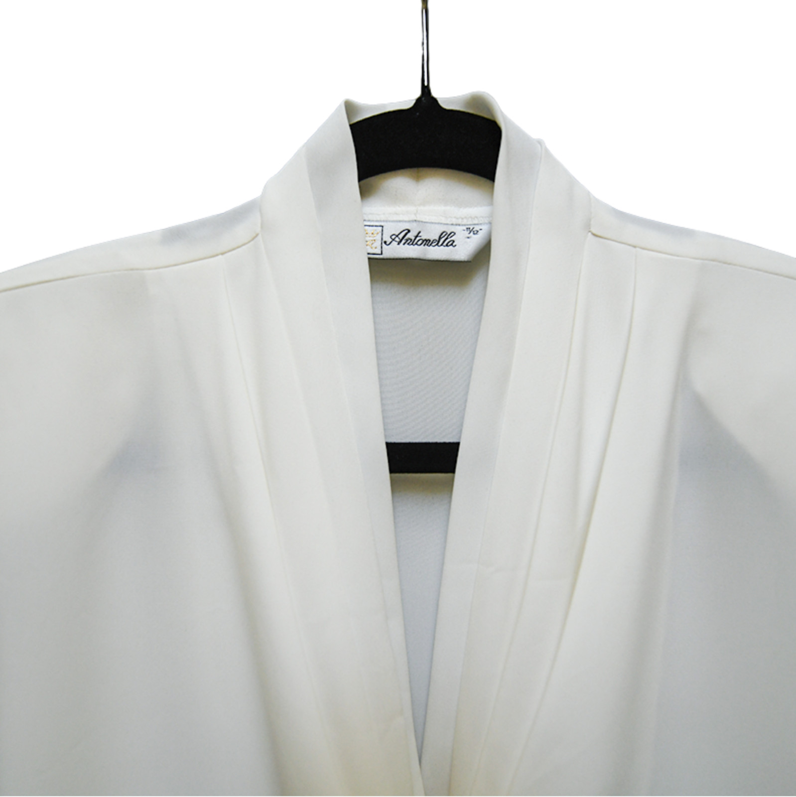 VTG 80s Antonella Cream Crossover V Neck Blouse Shawl Collar Minimalist 11/12
